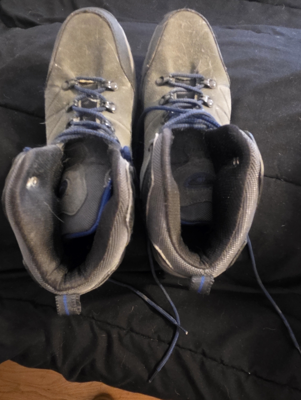 Men's Gray Hiking Boots with Blue Accents